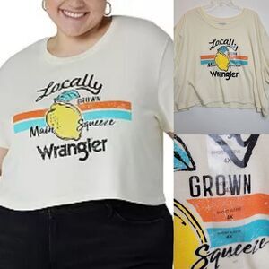 NEW 4X WRANGLER MAIN SQUEEZE LOCAL GROWN LEMON boyfriend cropped tshirt NWT